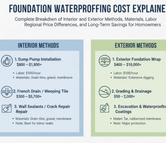 Foundation Waterproofing Cost Explained: Complete Breakdown of Interior and Exterior Methods, Materials, Labor Expenses, Regional Price Differences, and Long-Term Savings for Homeowners Foundation Waterproofing Cost